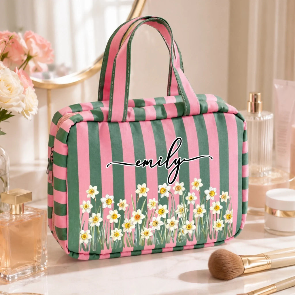 Custom Foldable Toiletry Bag - Personalized Birthday Gifts For Wife, Daughter, Besties, Sisters, Granddaughter, Grandma, Mom, Yourself - Confidence Looks Good