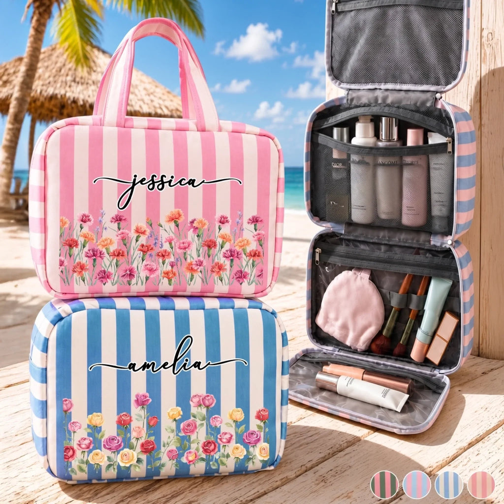 Custom Foldable Toiletry Bag - Personalized Birthday Gifts For Wife, Daughter, Besties, Sisters, Granddaughter, Grandma, Mom, Yourself - Confidence Looks Good