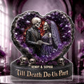 Custom Gothic Skeleton Acrylic Plaque - Personalized Halloween Decor, Anniversary Wedding Gifts For Husband And Wife, Him And Her - Hauntingly In Love
