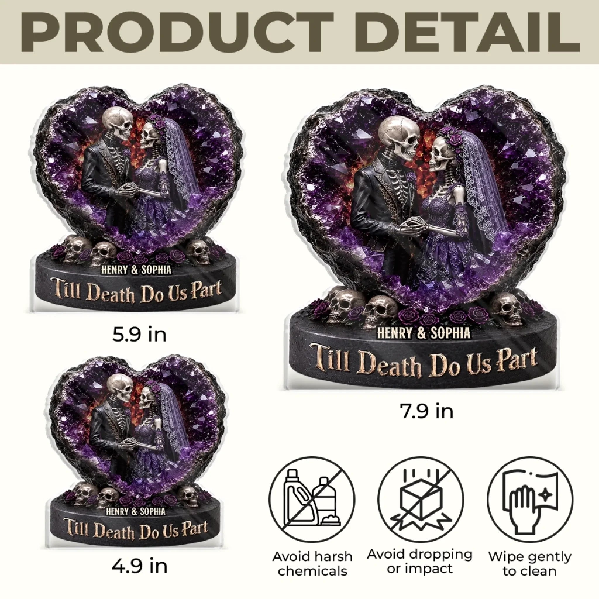 Custom Gothic Skeleton Acrylic Plaque - Personalized Halloween Decor, Anniversary Wedding Gifts For Husband And Wife, Him And Her - Hauntingly In Love