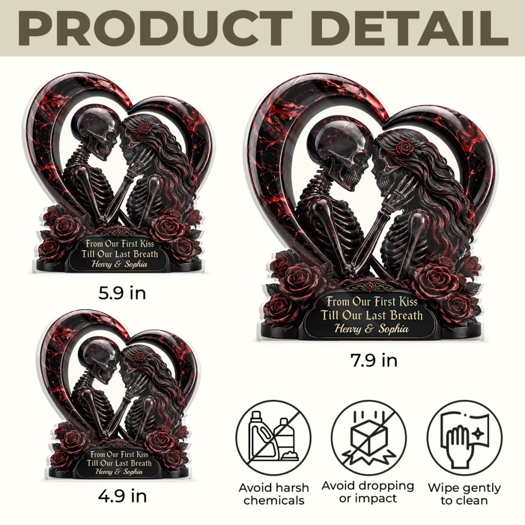 Custom Gothic Skeleton Acrylic Plaque - Personalized Halloween Decor, Anniversary Wedding Gifts For Husband And Wife, Him And Her - Unconditional Dark Love