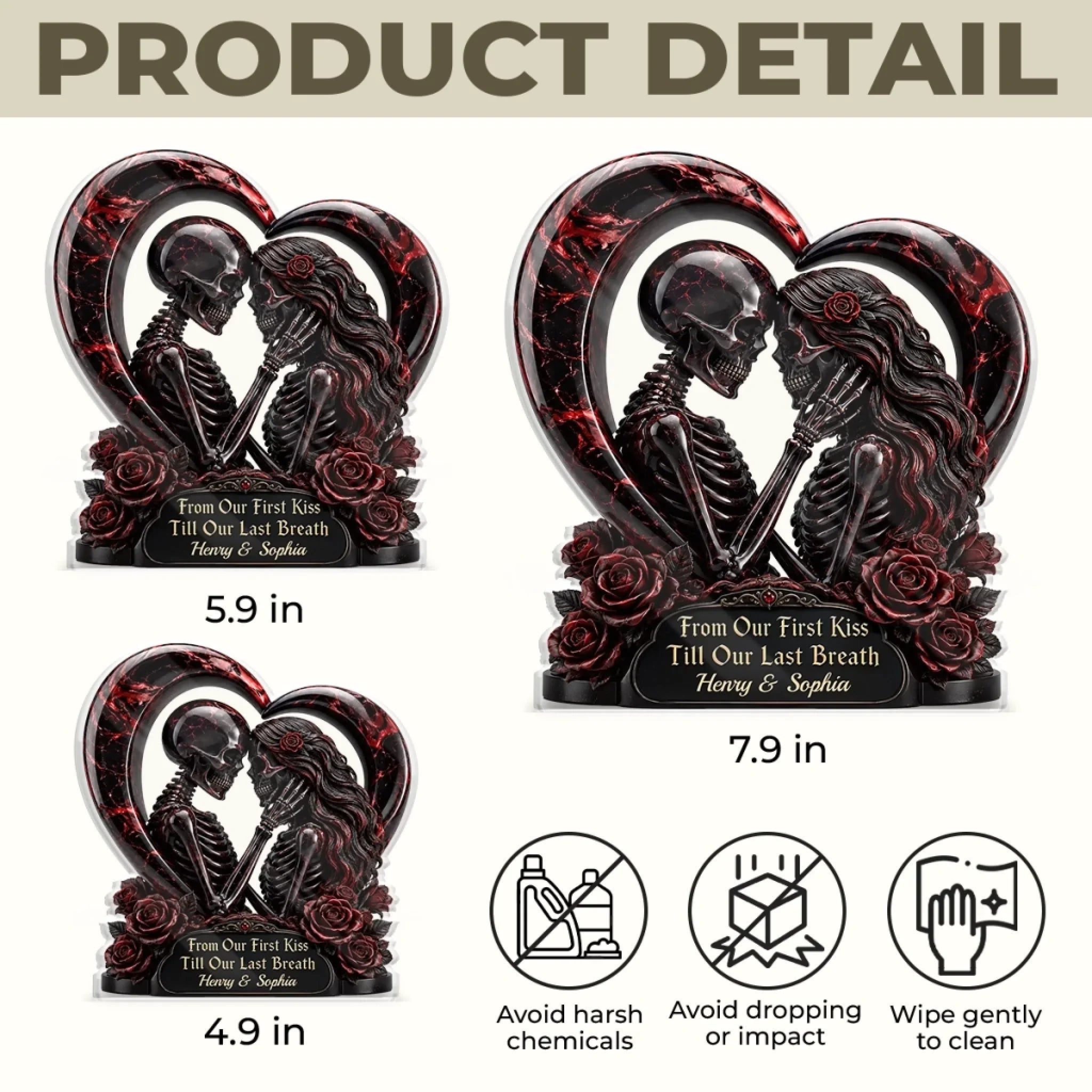 Custom Gothic Skeleton Acrylic Plaque - Personalized Halloween Decor, Anniversary Wedding Gifts For Husband And Wife, Him And Her - Unconditional Dark Love