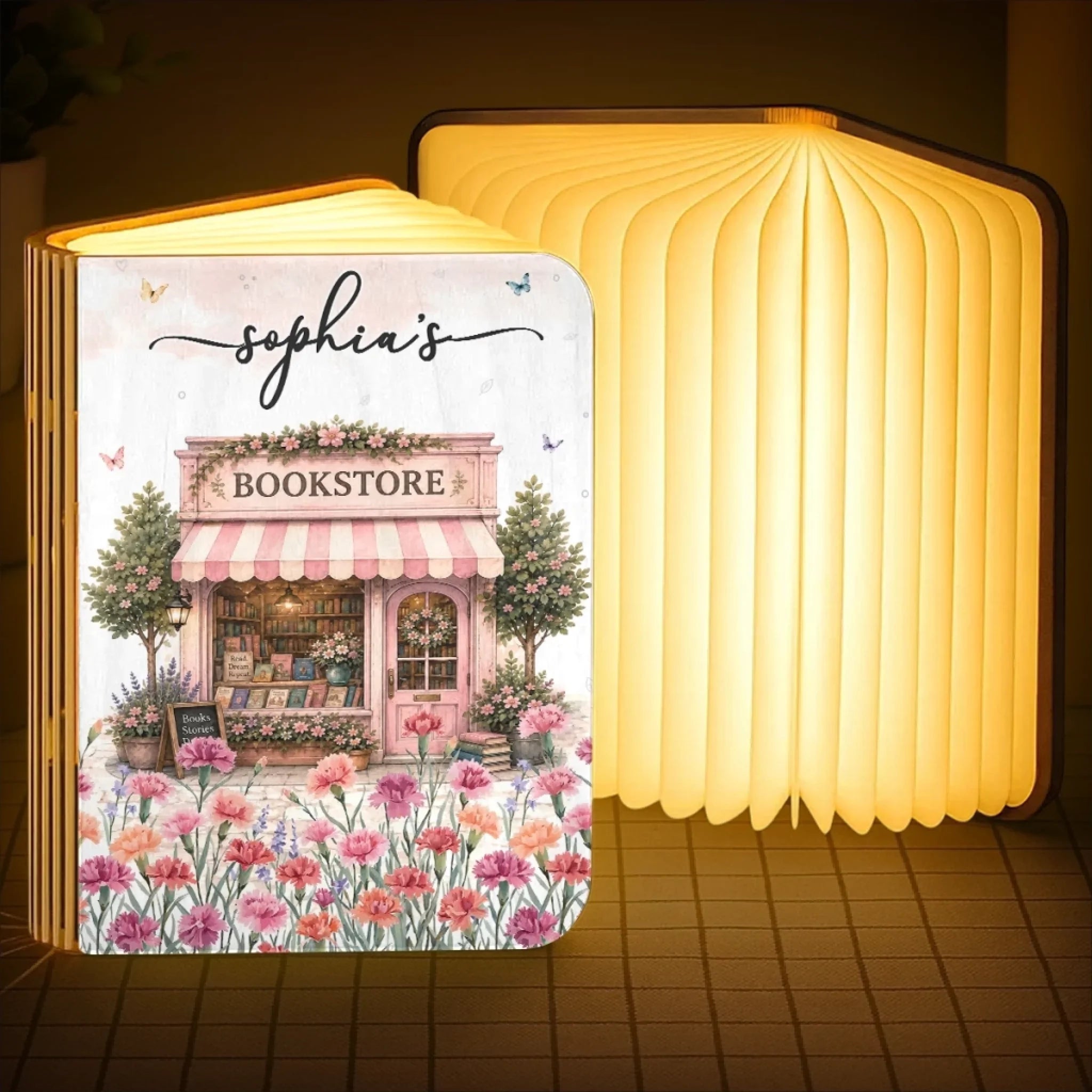 Custom Foldable LED Magic Book Lamp - Personalized Bookish Gifts For Book Lovers, Bookworms, Readers - Reading Is My Happy Place