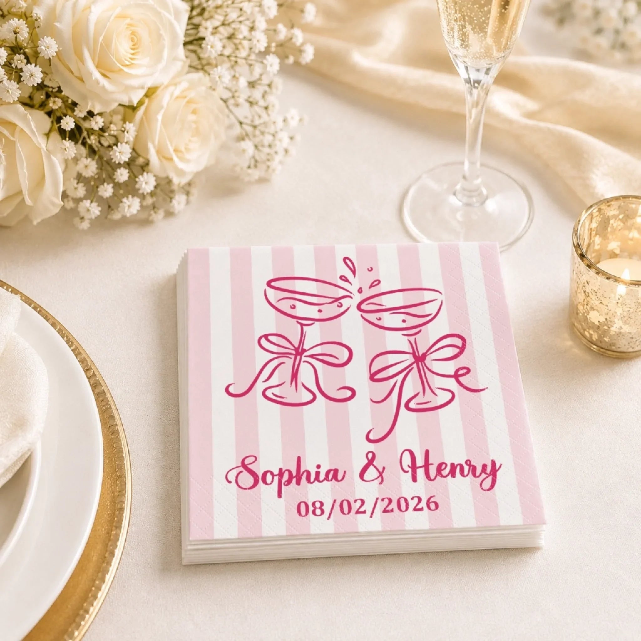 Custom Cocktail Napkins - Personalized Wedding Party Favor Gifts For Guests, Adults - A Lifetime Starts Today