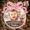 Custom Photo First Christmas Acrylic Ornament - Personalized Christmas Baby Shower, Gender Reveal Gifts For New Moms, New Dads, New Parents - Merry First Christmas Little One