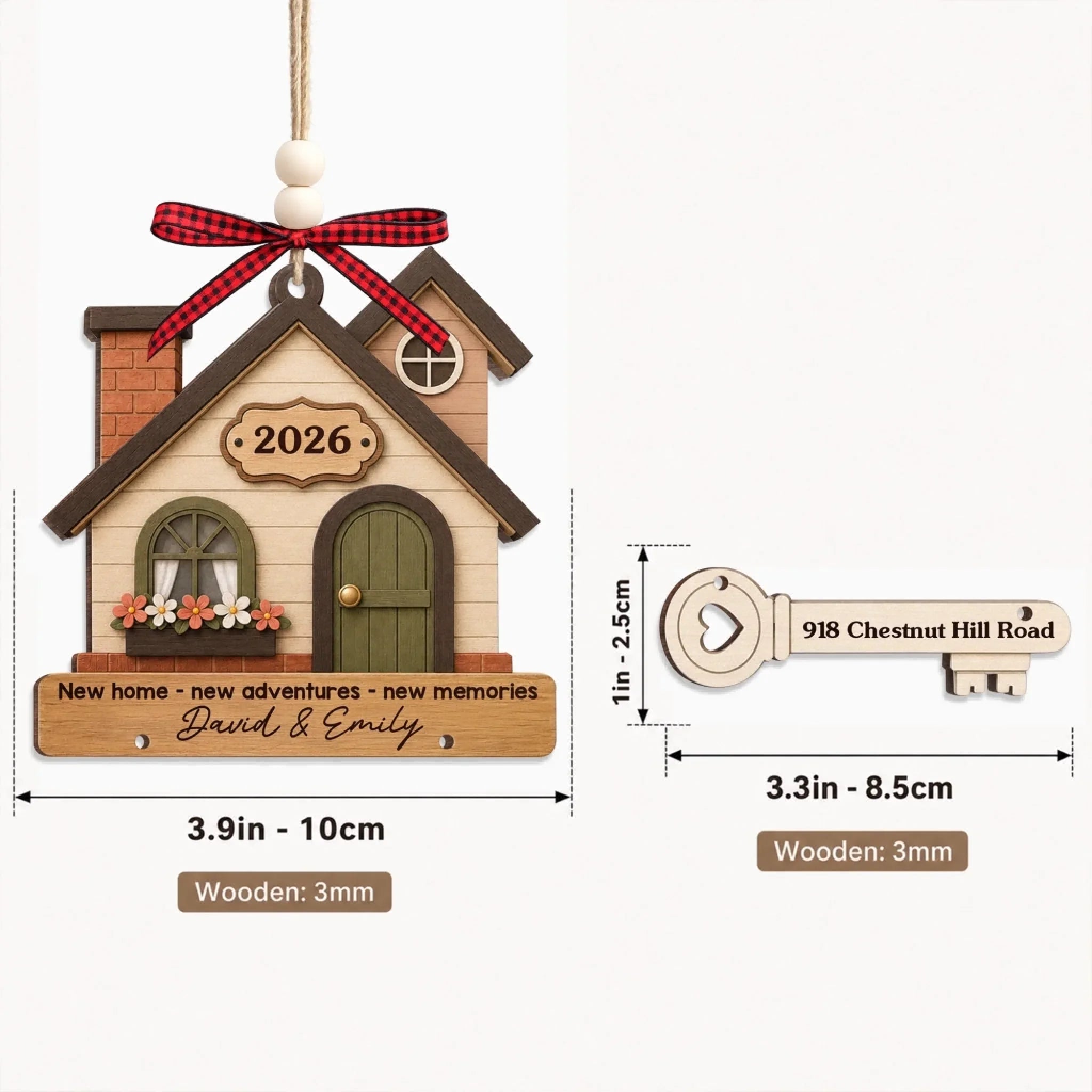 Custom New Home Wooden Ornament With Tag - Personalized Anniversary Christmas Wedding Gifts For Husband And Wife, Him And Her - Where New Memories Begin