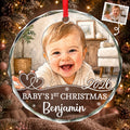 Custom Photo First Christmas Circle Glass Ornament - Personalized Christmas Baby Shower, Gender Reveal Gifts For New Moms, New Dads, New Parents - Little Joy Big Love
