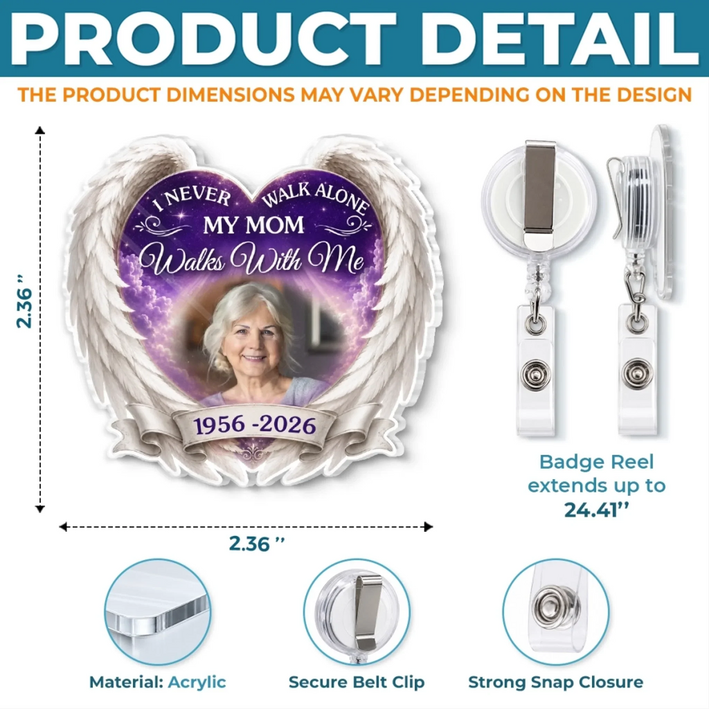 Custom Photo Acrylic Badge Reel - Personalized  Memorial Sympathy Gifts For Loss Of Mom, Dad - Until We Meet Again In Heaven