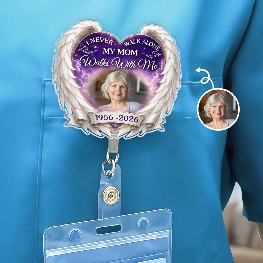 Custom Photo Acrylic Badge Reel - Personalized  Memorial Sympathy Gifts For Loss Of Mom, Dad - Until We Meet Again In Heaven
