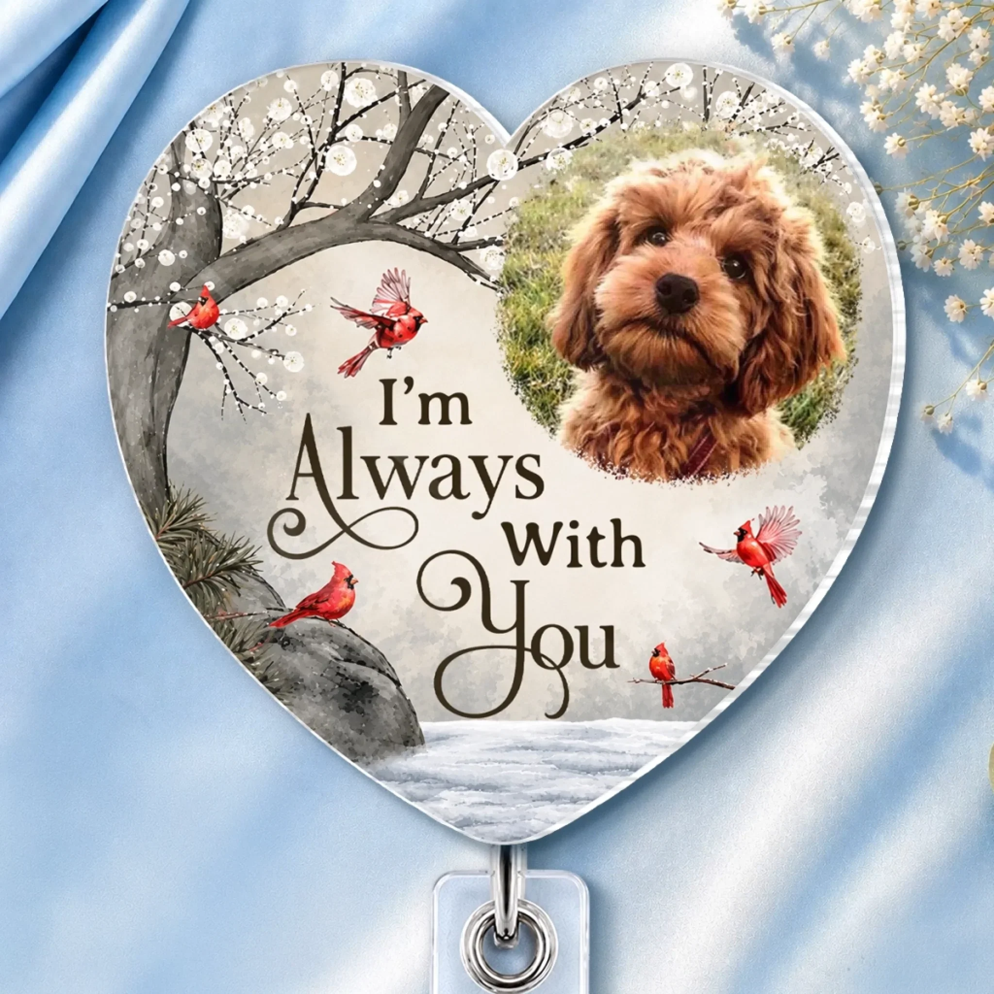 Custom Photo Acrylic Badge Reel - Personalized Pet Memorial Sympathy Gifts For Dogs, Cats - Love Lives On In Every Memory