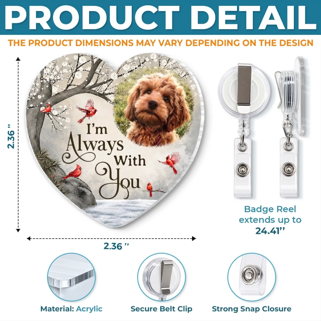Custom Photo Acrylic Badge Reel - Personalized Pet Memorial Sympathy Gifts For Dogs, Cats - Love Lives On In Every Memory