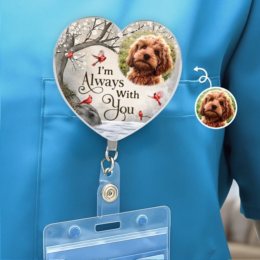 Custom Photo Acrylic Badge Reel - Personalized Pet Memorial Sympathy Gifts For Dogs, Cats - Love Lives On In Every Memory