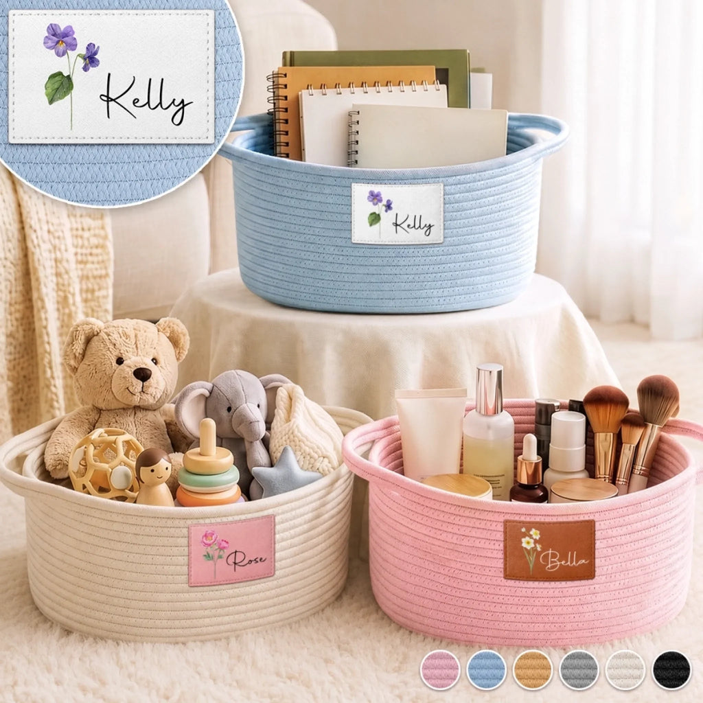 Custom Woven Rope Basket - Personalized Birthday Gifts For Wife, Daughter, Besties, Sisters, Granddaughter, Grandma, Mom, Yourself - Bloom In Your Own Way