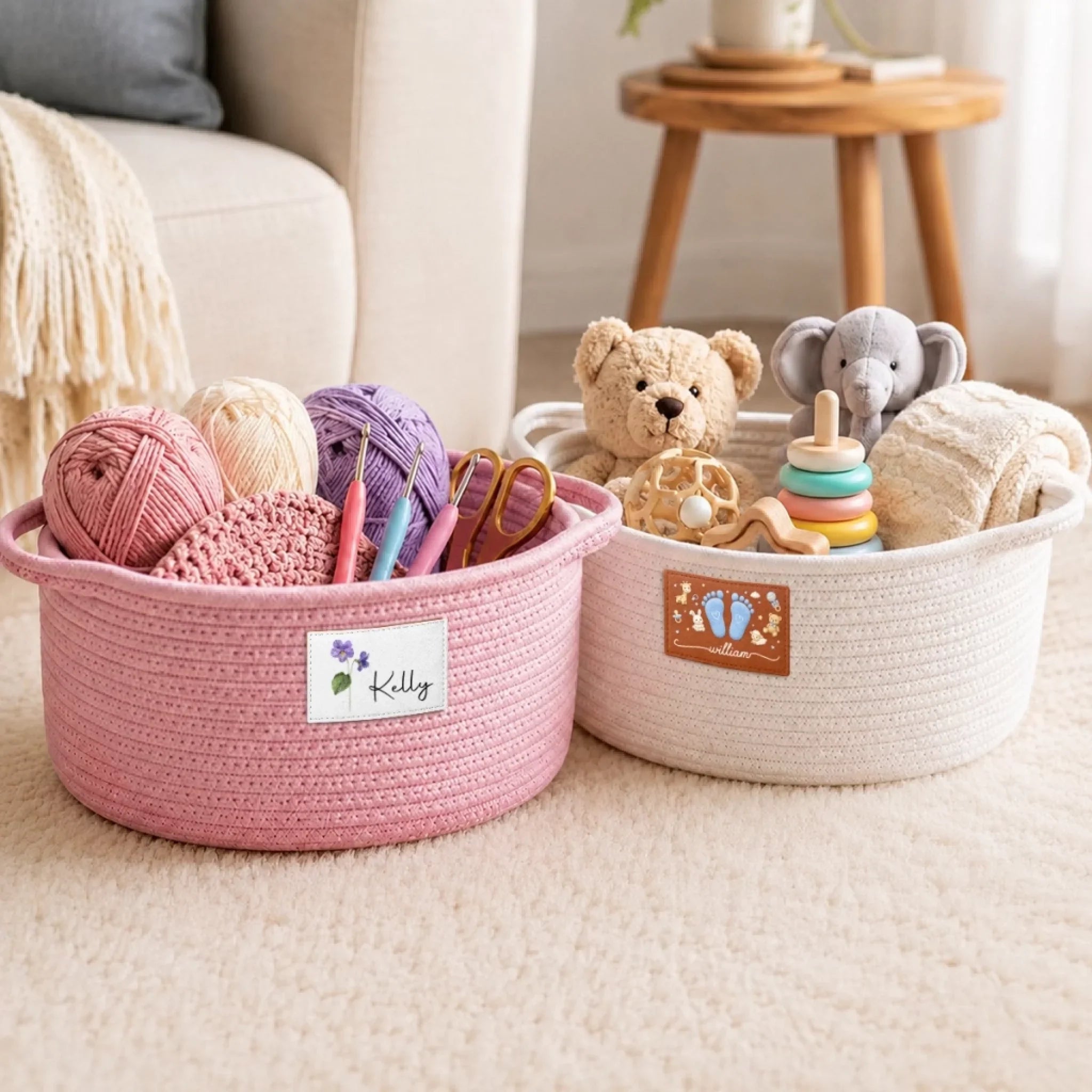 Custom Woven Rope Basket - Personalized Birthday Gifts For Wife, Daughter, Besties, Sisters, Granddaughter, Grandma, Mom, Yourself - Bloom In Your Own Way