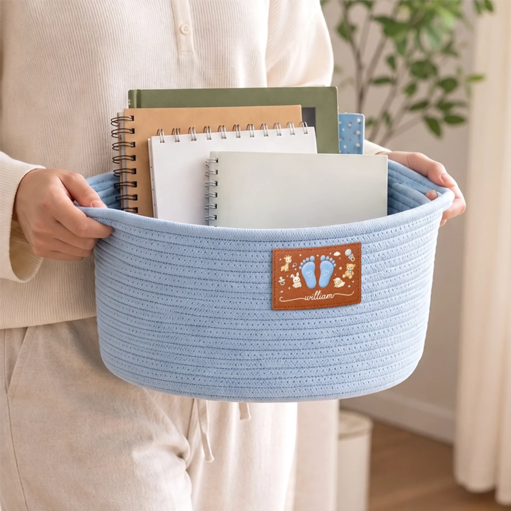 Custom Woven Rope Basket - Personalized Birthday Gifts For Wife, Daughter, Besties, Sisters, Granddaughter, Grandma, Mom, Yourself - Bloom In Your Own Way