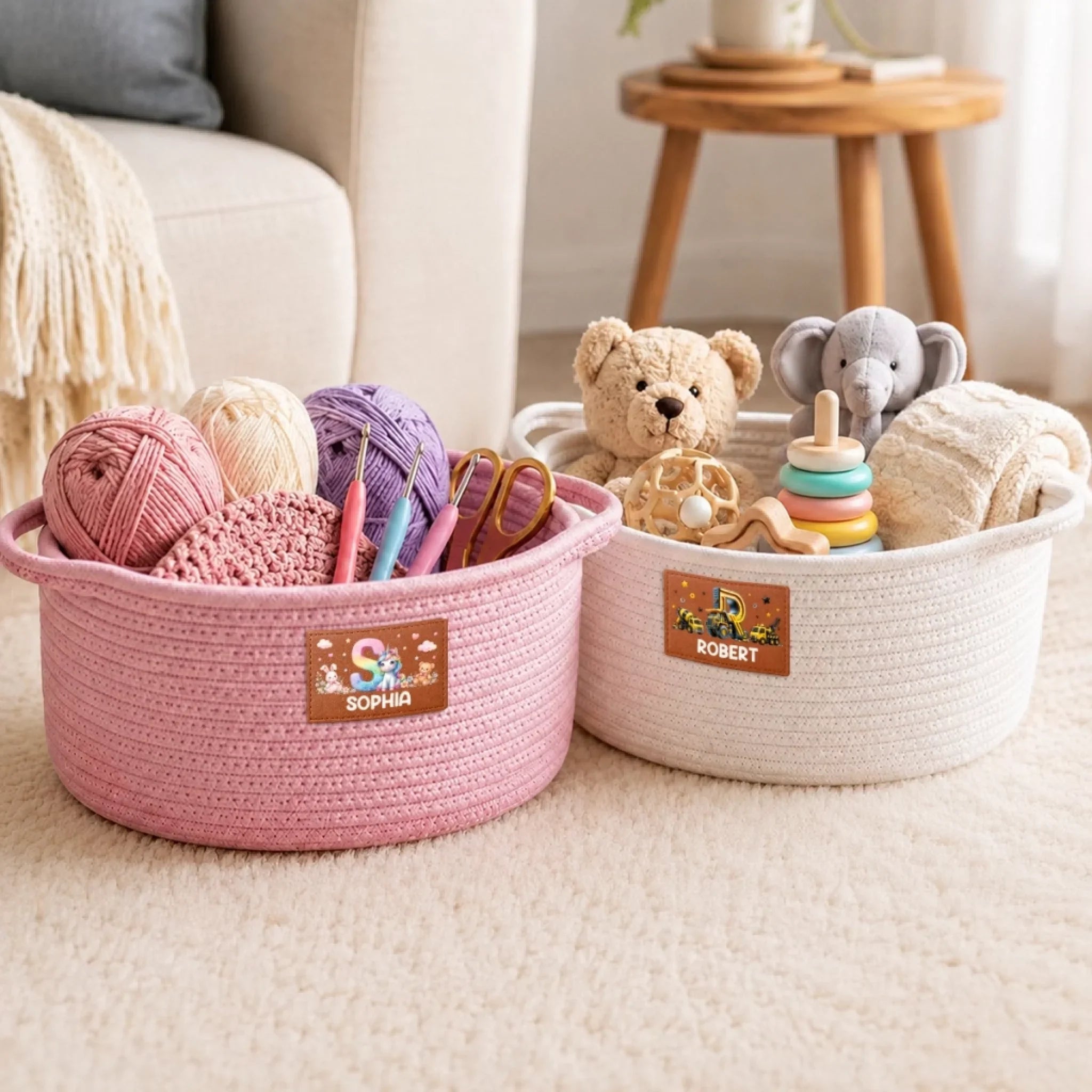 Custom Woven Rope Basket - Personalized Birthday Gifts For Kids - Little Dreams Big Smiles