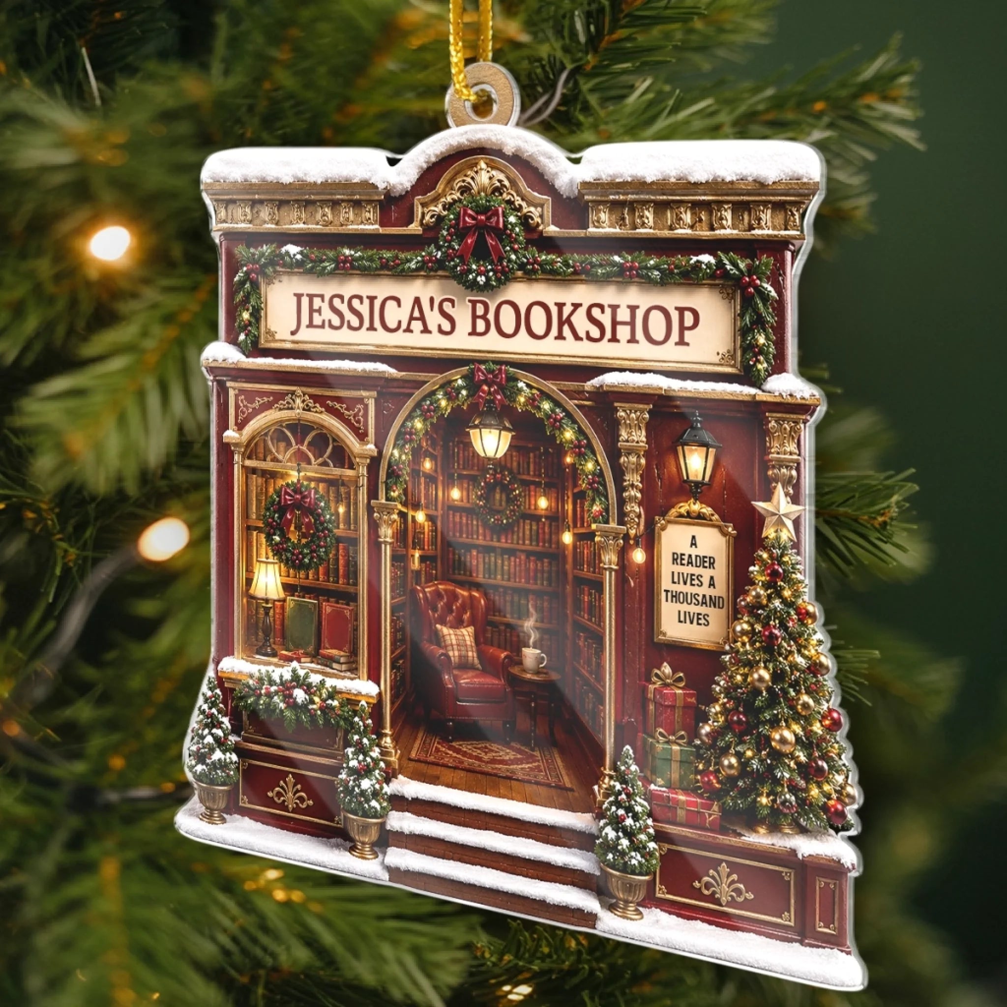 Custom Acrylic Ornament - Personalized Christmas Bookish Gifts For Book Lovers, Bookworms, Readers - Find Me In The Bookshop