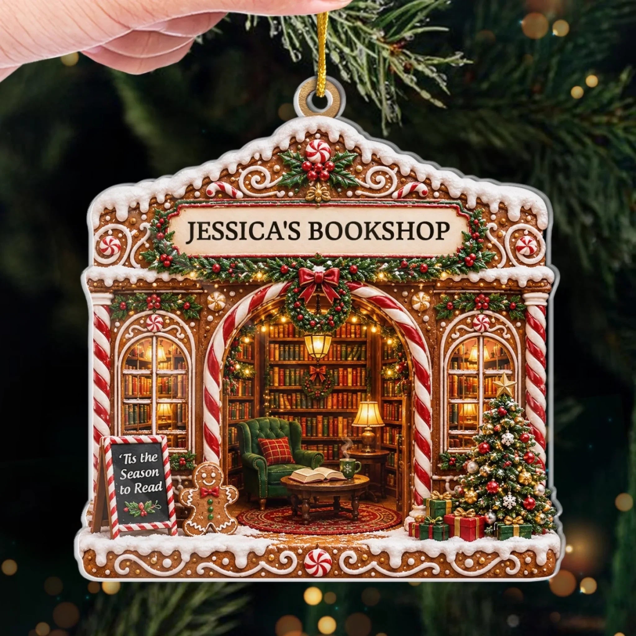 Custom Acrylic Ornament - Personalized Christmas Bookish Gifts For Book Lovers, Bookworms, Readers - Books Are My Sanctuary