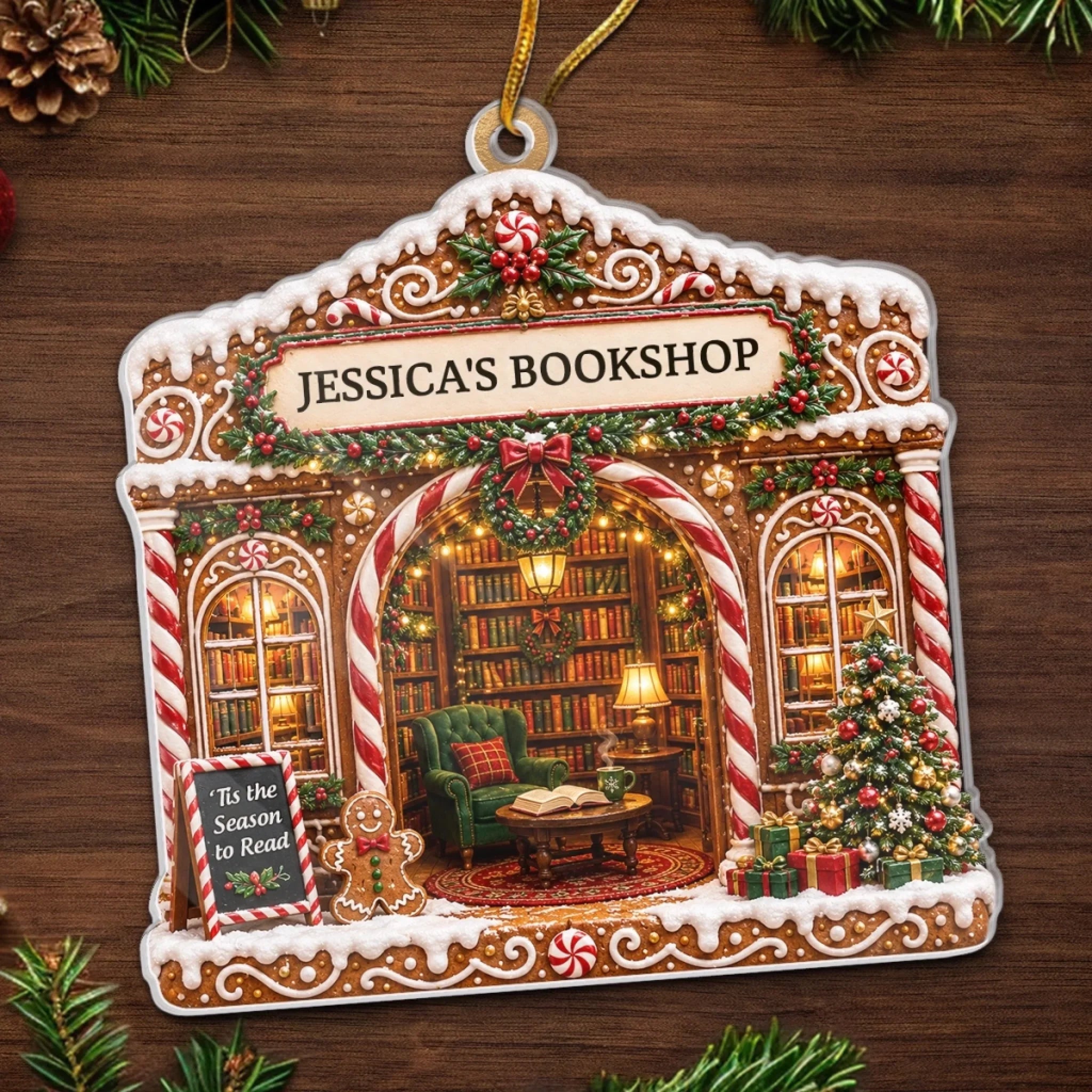 Custom Acrylic Ornament - Personalized Christmas Bookish Gifts For Book Lovers, Bookworms, Readers - Books Are My Sanctuary