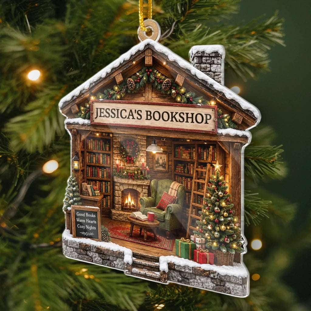 Custom Acrylic Ornament - Personalized Christmas Bookish Gifts For Book Lovers, Bookworms, Readers - Turning Pages Finding Peace