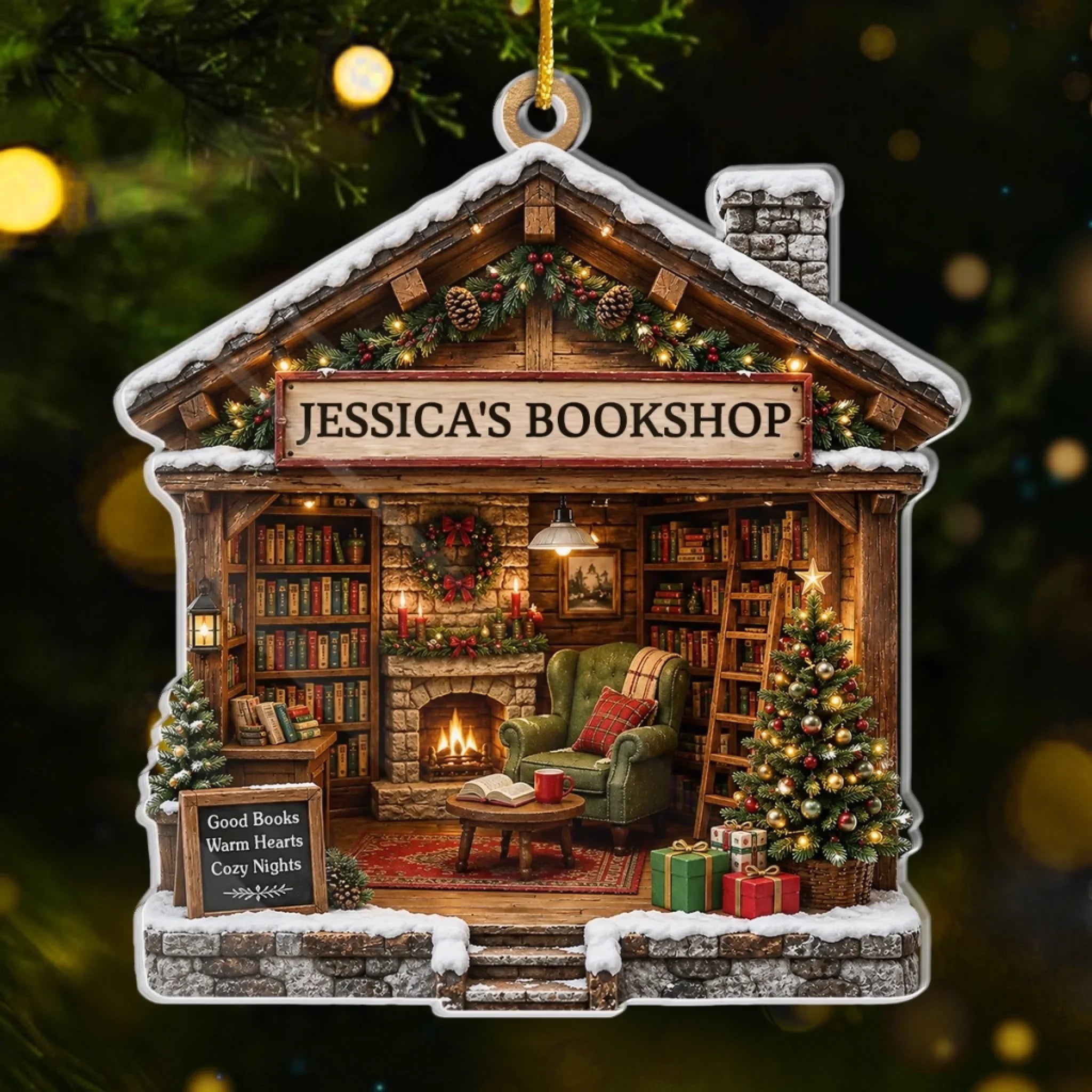 Custom Acrylic Ornament - Personalized Christmas Bookish Gifts For Book Lovers, Bookworms, Readers - Turning Pages Finding Peace