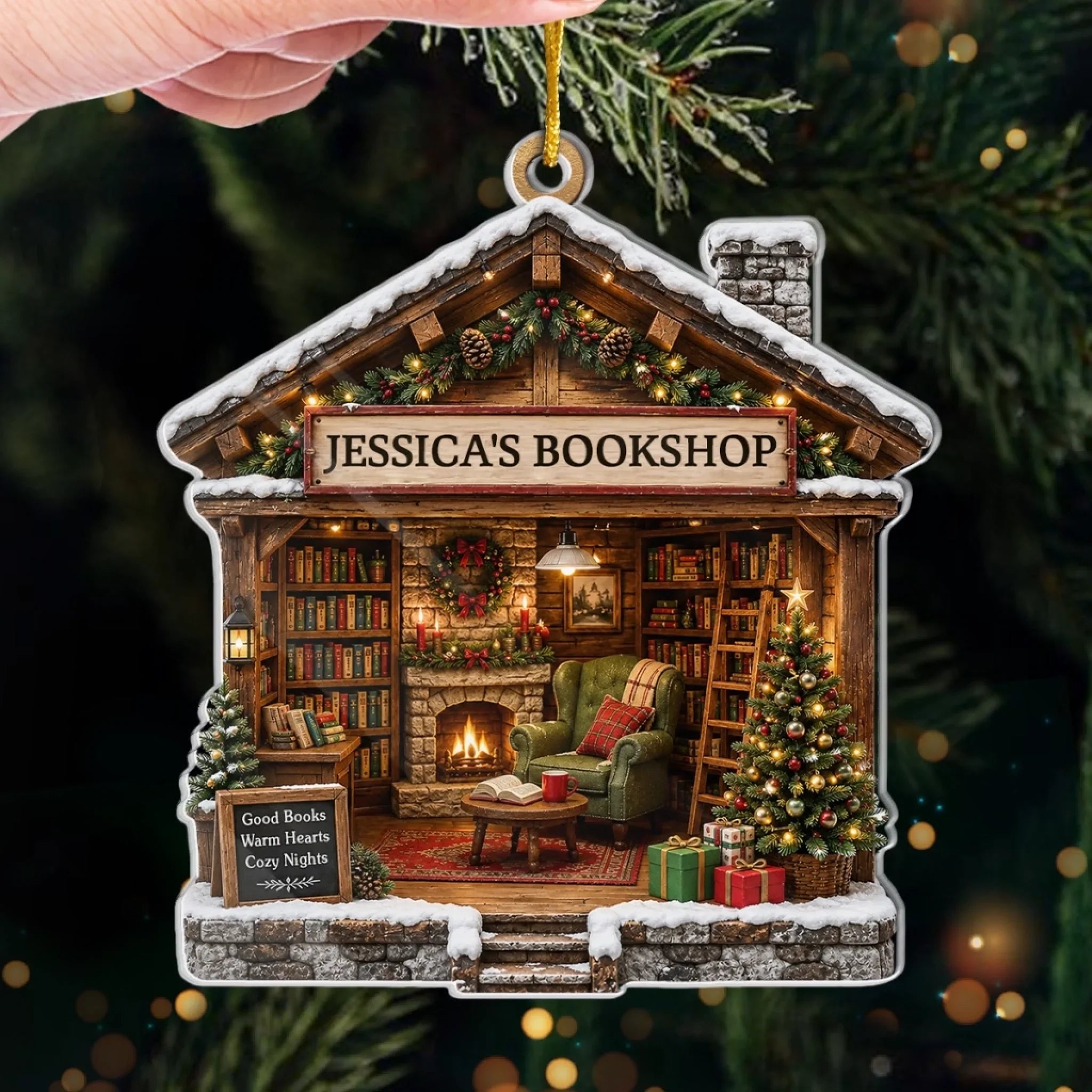 Custom Acrylic Ornament - Personalized Christmas Bookish Gifts For Book Lovers, Bookworms, Readers - Turning Pages Finding Peace