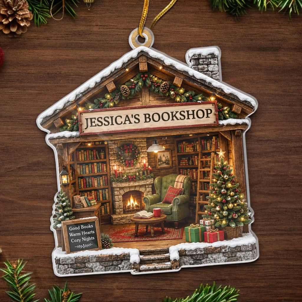 Custom Acrylic Ornament - Personalized Christmas Bookish Gifts For Book Lovers, Bookworms, Readers - Turning Pages Finding Peace