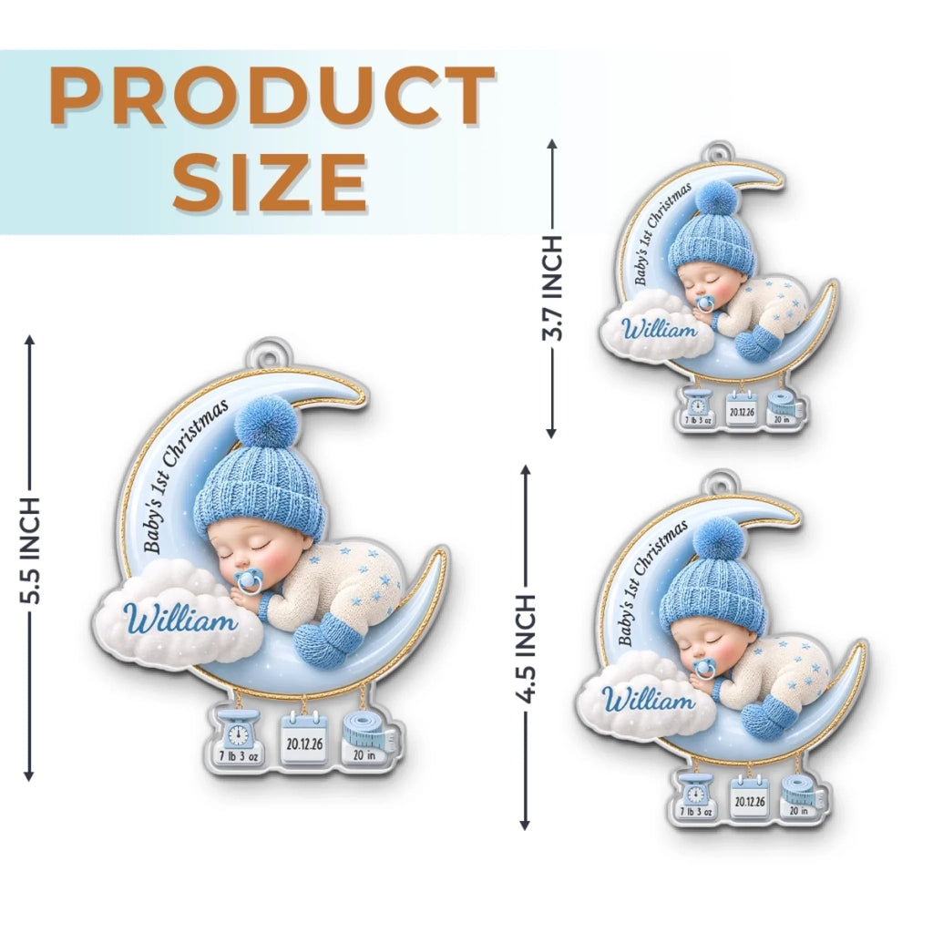 Custom First Christmas Acrylic Ornament - Personalized Baby Shower, Gender Reveal Gifts For New Moms, New Dads, New Parents - Sweet Dreams Little Angel