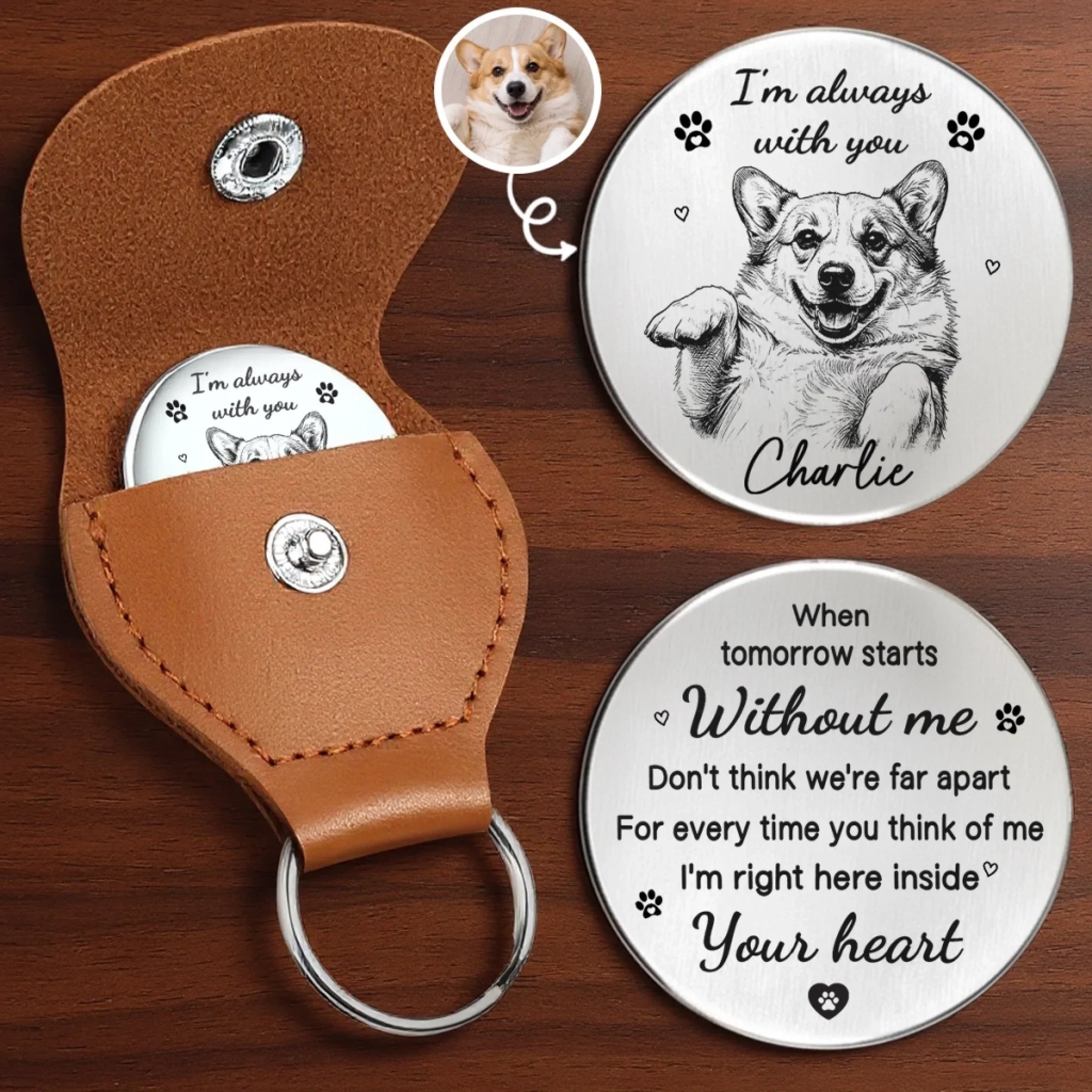 Custom Photo Pocket Hug - Personalized Pet Memorial Sympathy Gifts For Dogs, Cats - Loved Beyond Goodbye