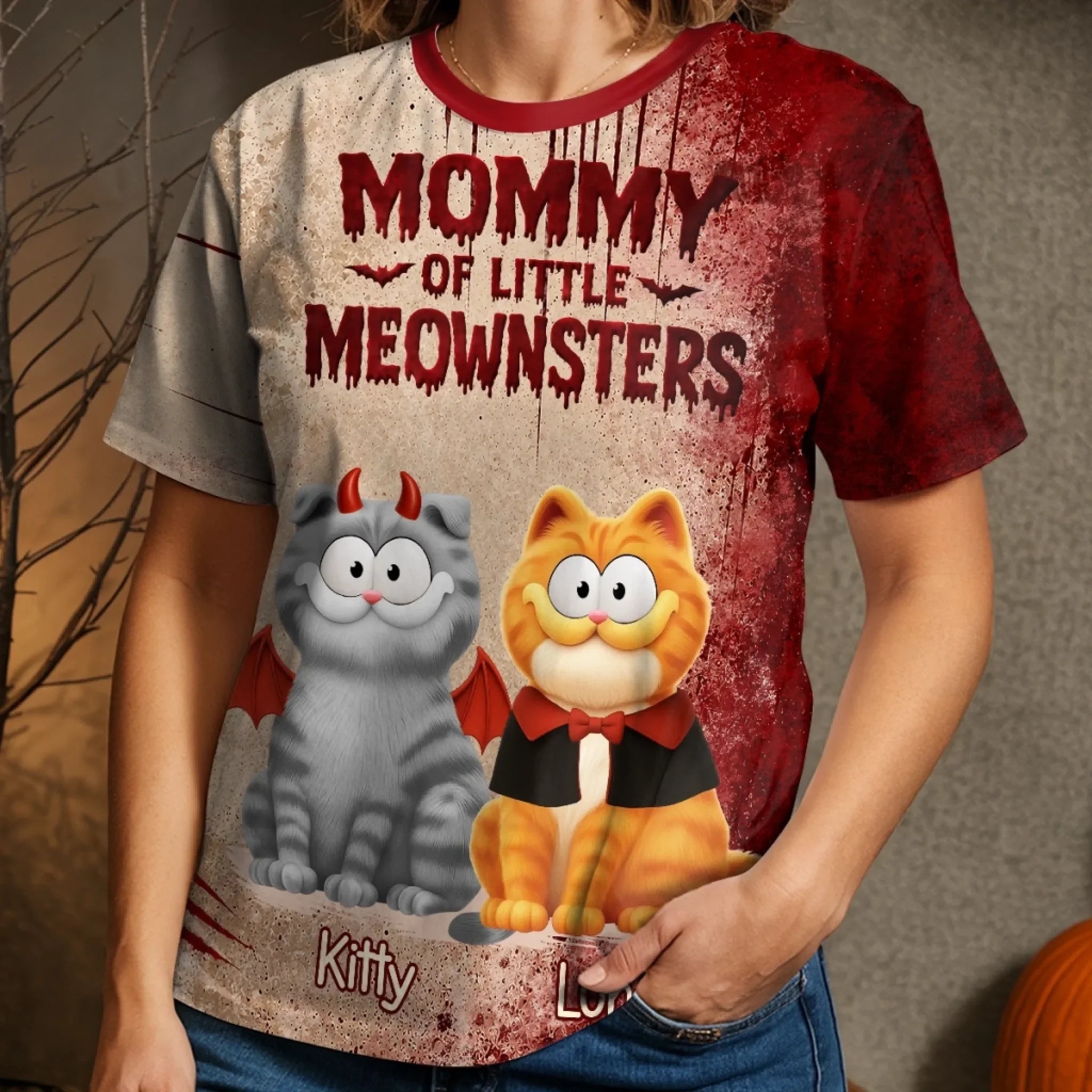 Custom T-shirt - Personalized Halloween Birthday Gifts For Cat Lovers, Cat Mom And Dad - Bewitched By Whiskers