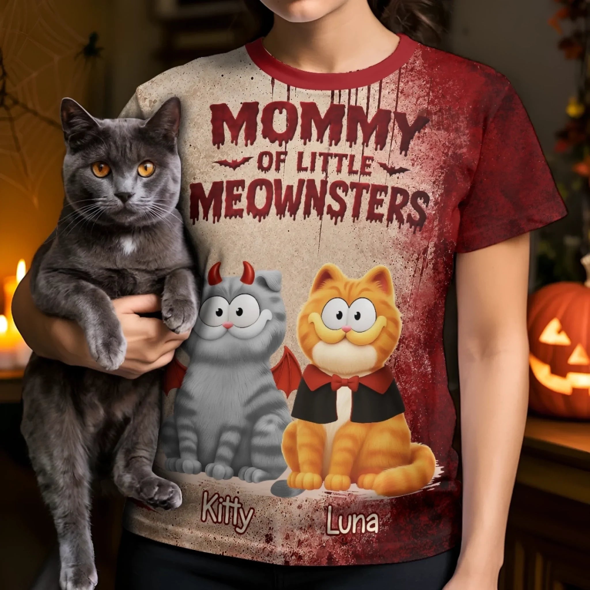 Custom T-shirt - Personalized Halloween Birthday Gifts For Cat Lovers, Cat Mom And Dad - Bewitched By Whiskers