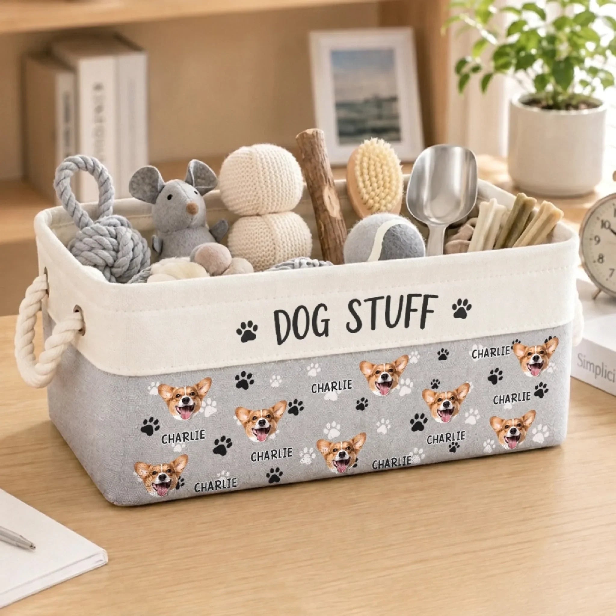 Custom Photo Storage Basket - Personalized  Birthday Gifts For Dog Cat Lovers, Dog Dad And Mom, Cat Owners - Home Is Where Paws Are