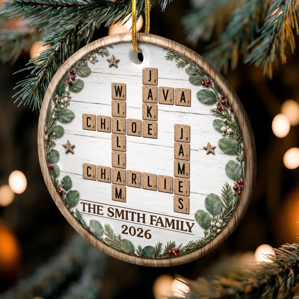 Custom Scrabble Ceramic Ornament - Personalized Christmas Birthday Gifts For Mom, Dad, Brother, Sister - Together Makes Christmas