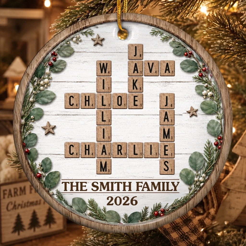Custom Scrabble Ceramic Ornament - Personalized Christmas Birthday Gifts For Mom, Dad, Brother, Sister - Together Makes Christmas
