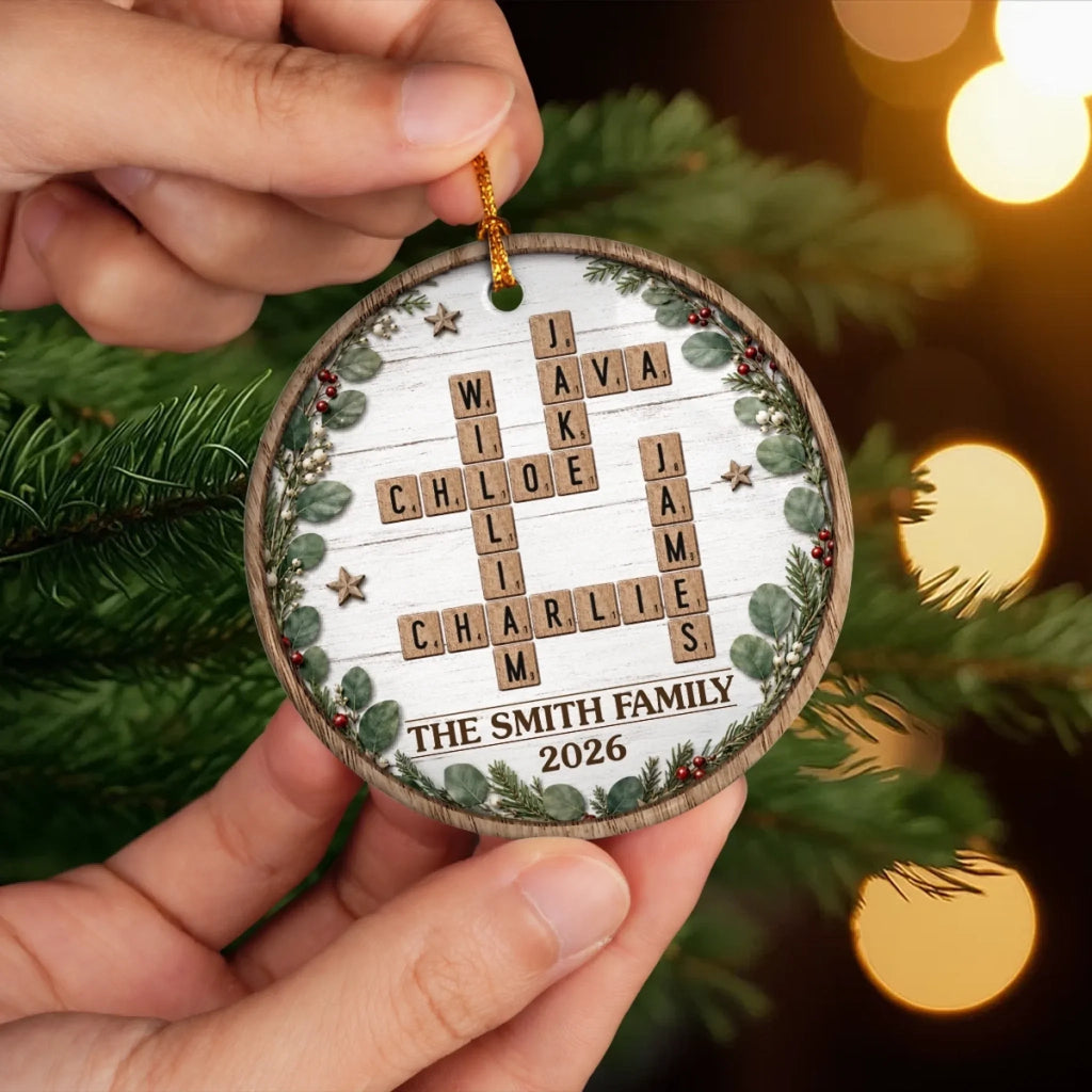 Custom Scrabble Ceramic Ornament - Personalized Christmas Birthday Gifts For Mom, Dad, Brother, Sister - Together Makes Christmas