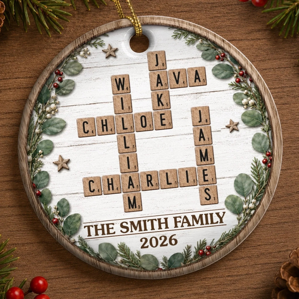 Custom Scrabble Ceramic Ornament - Personalized Christmas Birthday Gifts For Mom, Dad, Brother, Sister - Together Makes Christmas