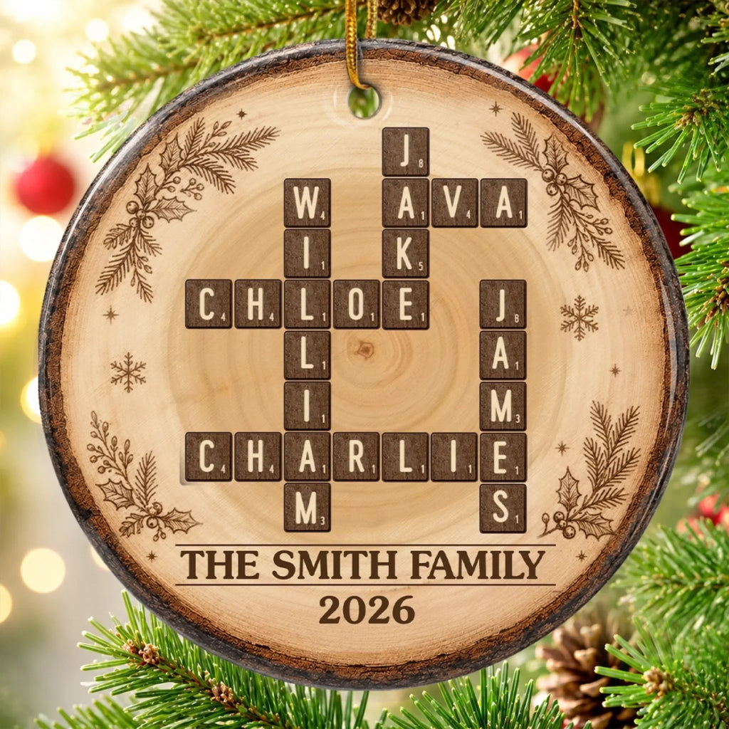 Custom Scrabble Ceramic Ornament - Personalized Christmas Birthday Gifts For Mom, Dad, Brother, Sister - Holiday Magic Starts Here