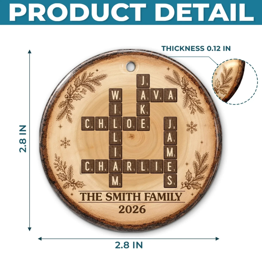 Custom Scrabble Ceramic Ornament - Personalized Christmas Birthday Gifts For Mom, Dad, Brother, Sister - Holiday Magic Starts Here