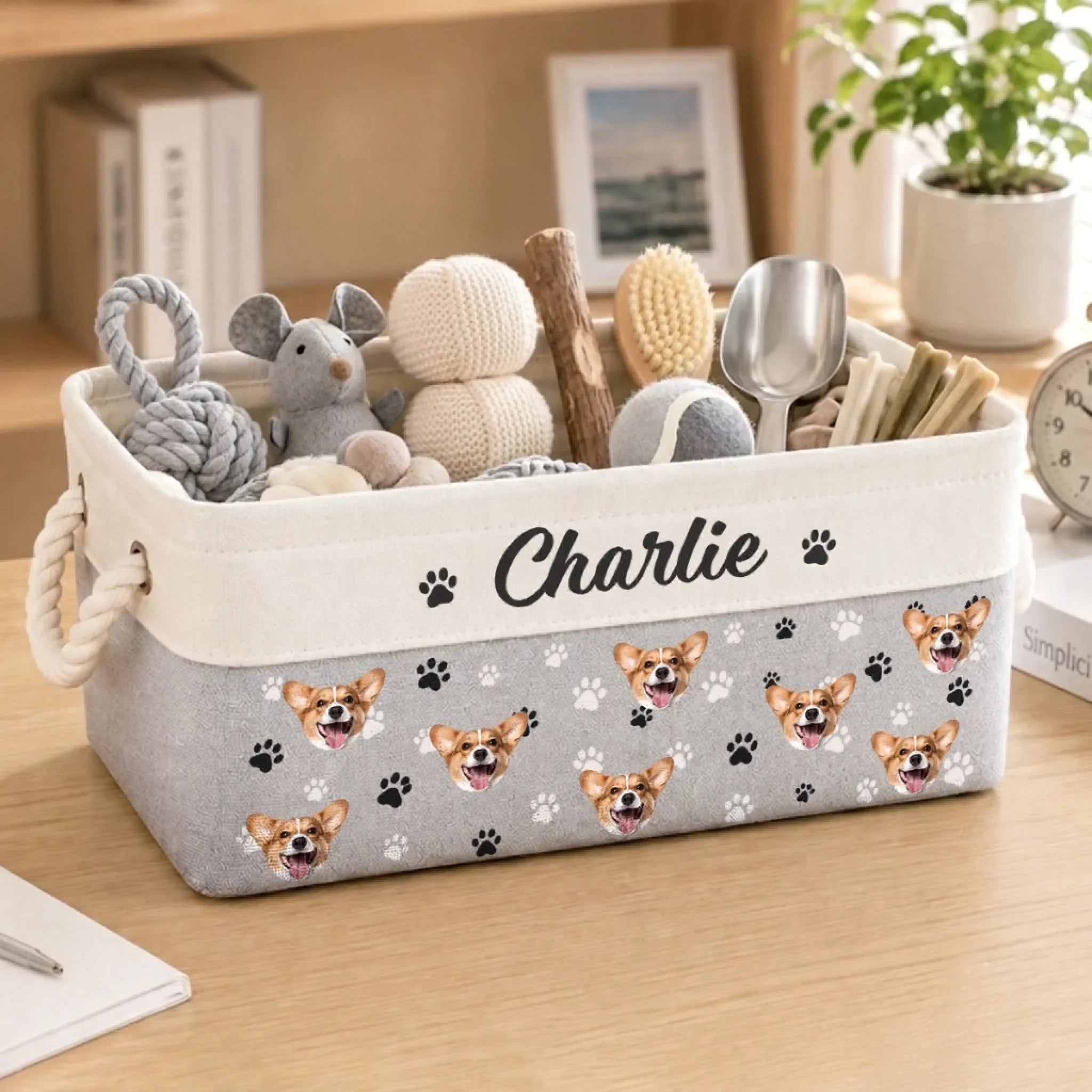 Custom Photo Storage Basket - Personalized  Birthday Gifts For Dog Cat Lovers, Dog Dad And Mom, Cat Owners - Life Is Better With My Pet