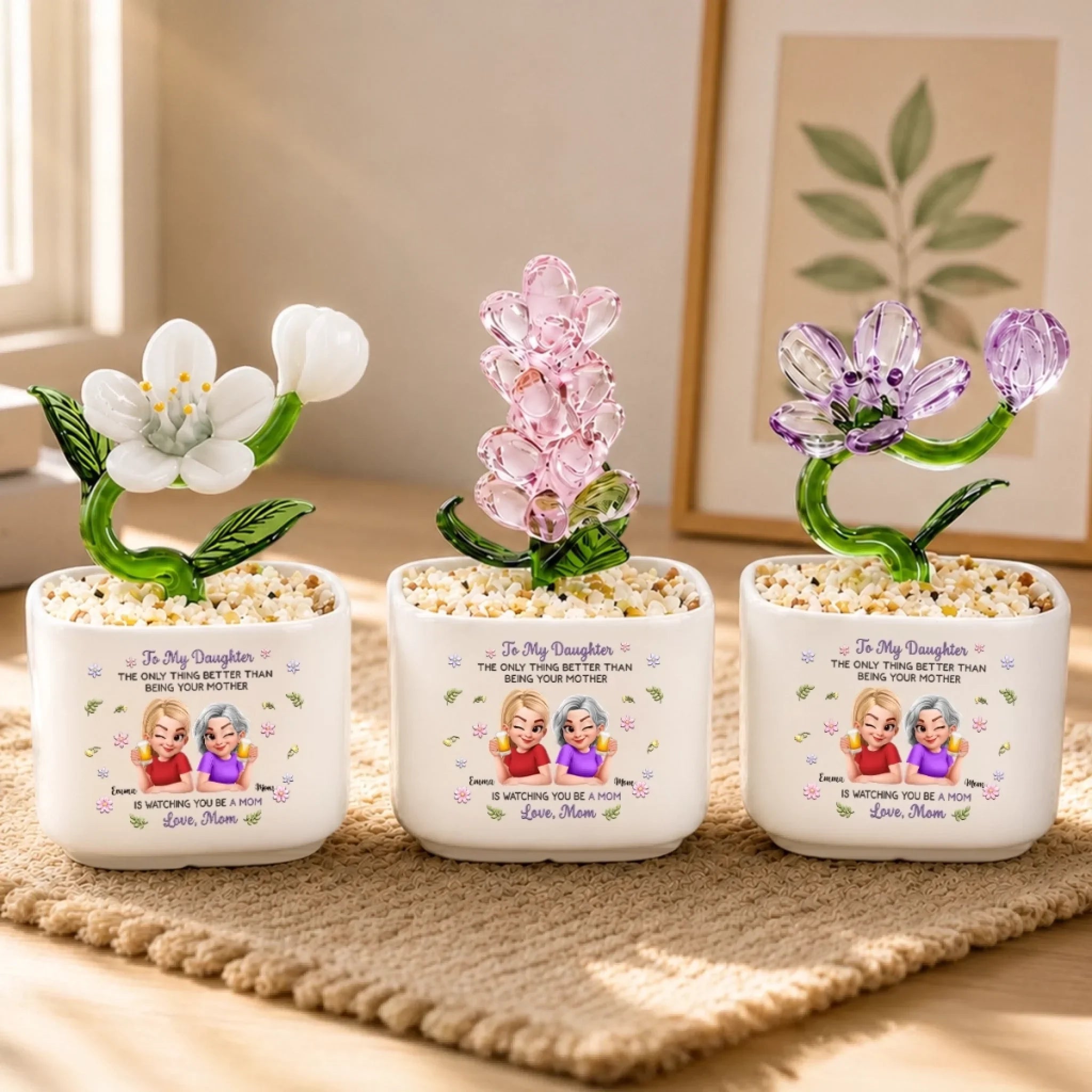 Custom Glass Everlasting Flowers - Personalized Birthday Gifts For Daughter, New Moms - My Forever Sunshine