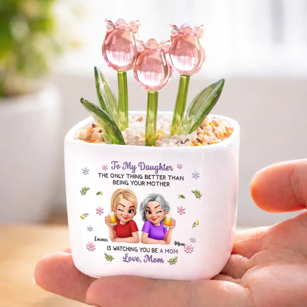 Custom Glass Everlasting Flowers - Personalized Birthday Gifts For Daughter, New Moms - My Forever Sunshine