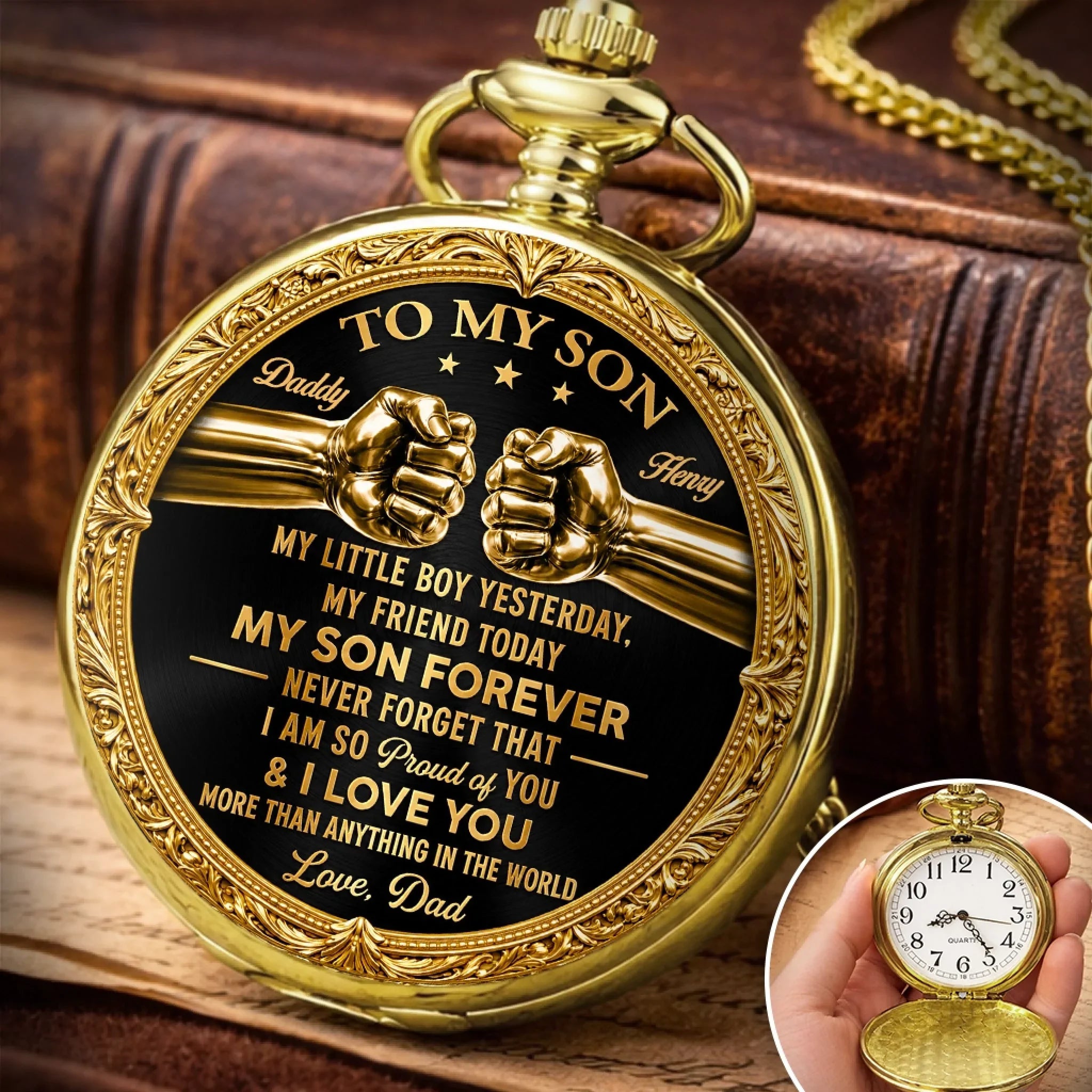 Custom Pocket Watch - Personalized Birthday Gifts For Son - My Hero And My Pride