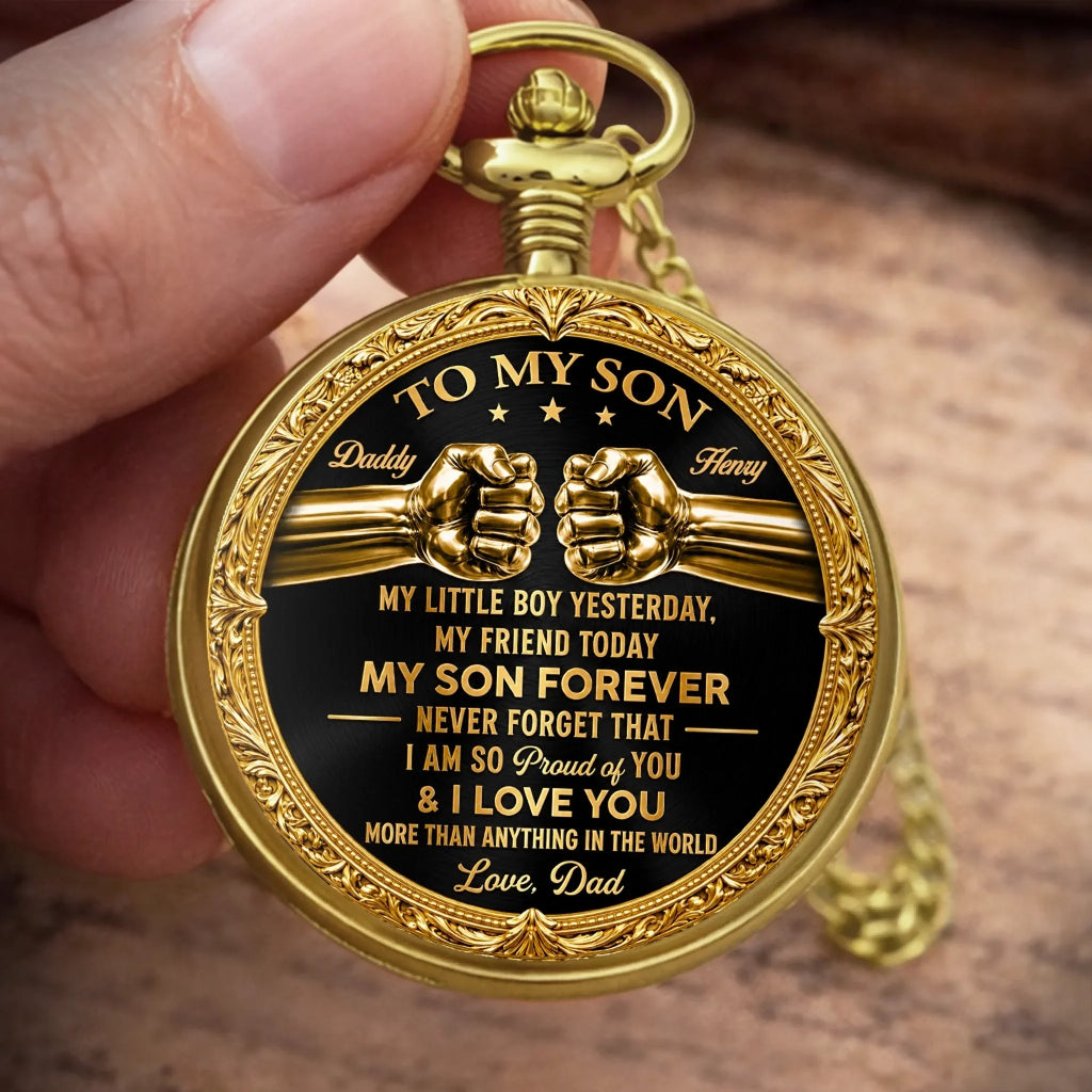 Custom Pocket Watch - Personalized Birthday Gifts For Son - My Hero And My Pride
