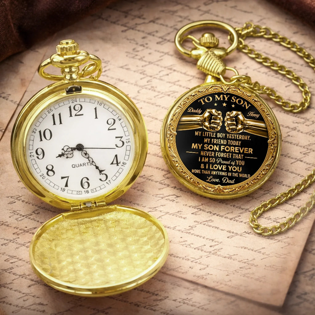 Custom Pocket Watch - Personalized Birthday Gifts For Son - My Hero And My Pride