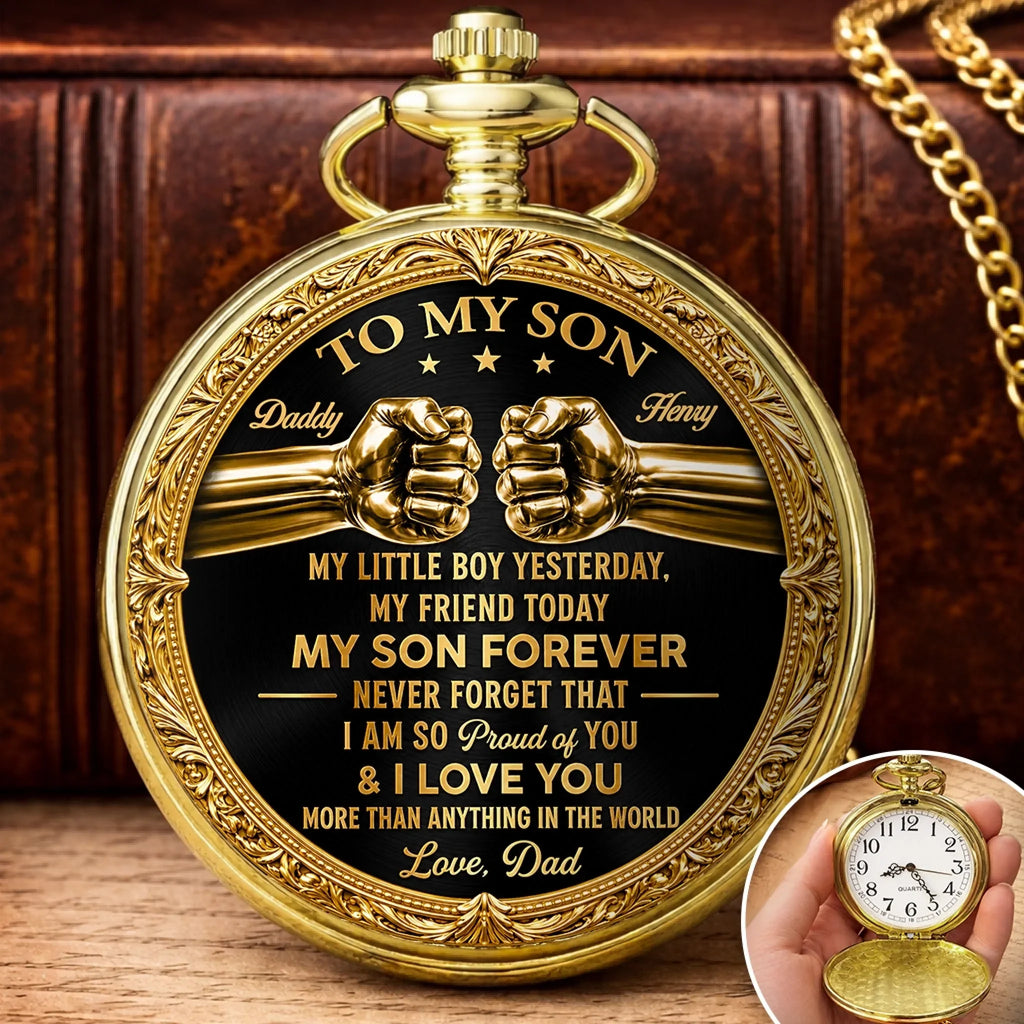 Custom Pocket Watch - Personalized Birthday Gifts For Son - My Hero And My Pride