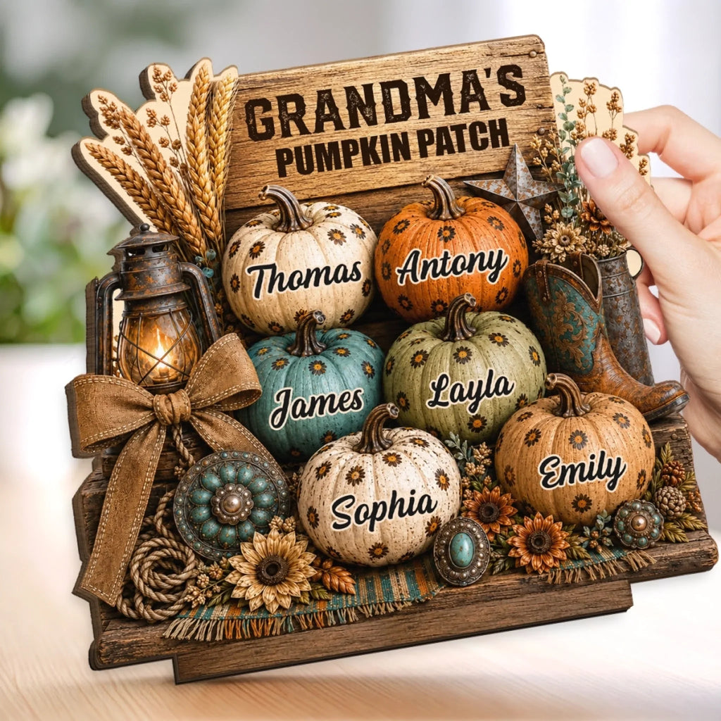 Custom 2-Layered Wooden Plaque - Personalized Birthday Gifts For Mom, Grandma - Cozy Pumpkin Patch Vibes