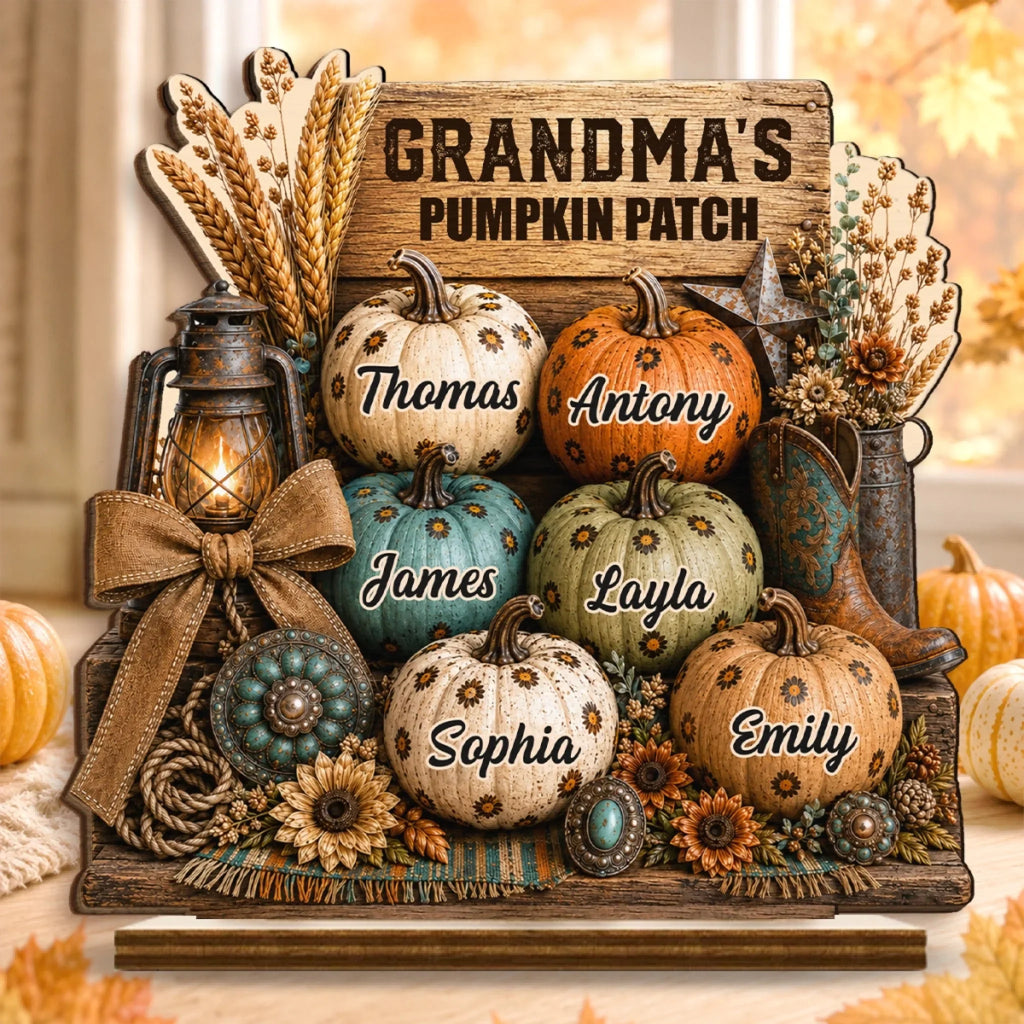 Custom 2-Layered Wooden Plaque - Personalized Birthday Gifts For Mom, Grandma - Cozy Pumpkin Patch Vibes