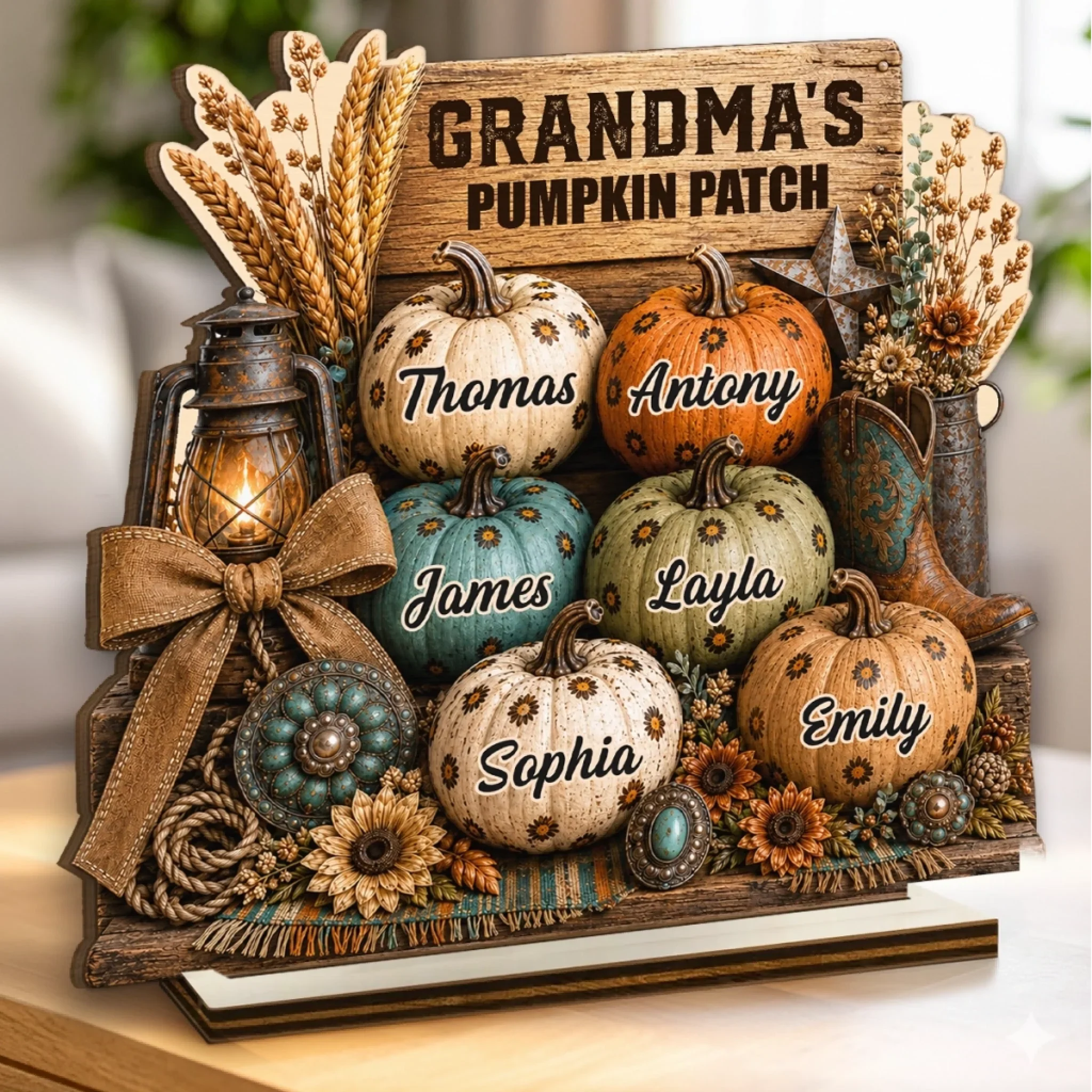 Custom 2-Layered Wooden Plaque - Personalized Birthday Gifts For Mom, Grandma - Cozy Pumpkin Patch Vibes