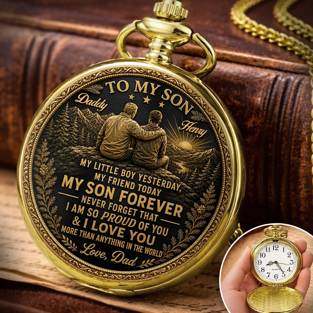 Custom Pocket Watch - Personalized Birthday Gifts For Son - Forever My Son And Best Friend