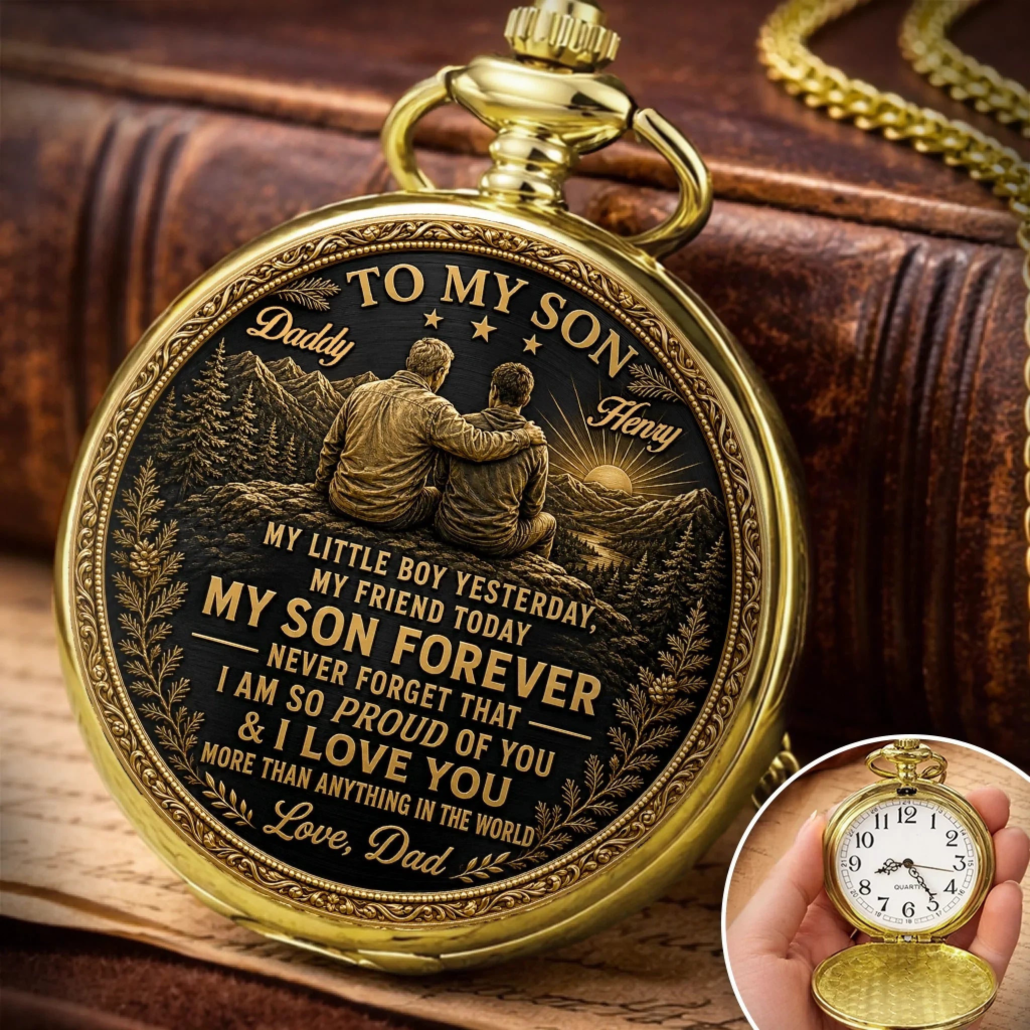 Custom Pocket Watch - Personalized Birthday Gifts For Son - Forever My Son And Best Friend